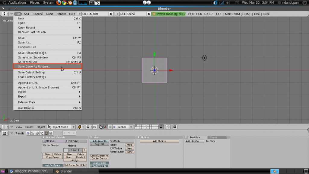 Save As Runtime Blender 2.49 dan Blender 2.56 1