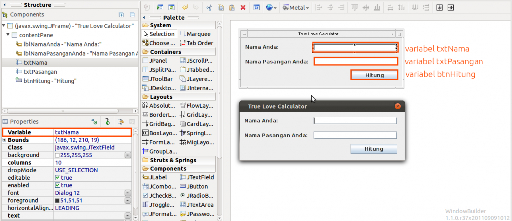 Aplikasi True Love Calculator dengan Java 2