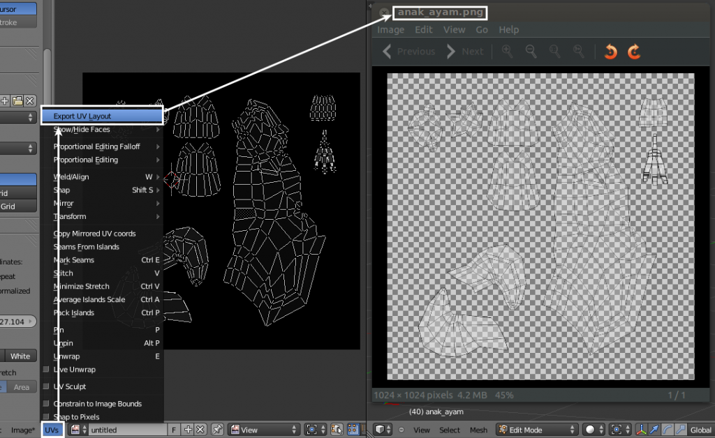 export uv layout