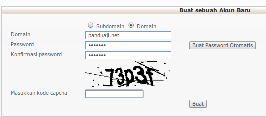 tambah akun domain pada hosting