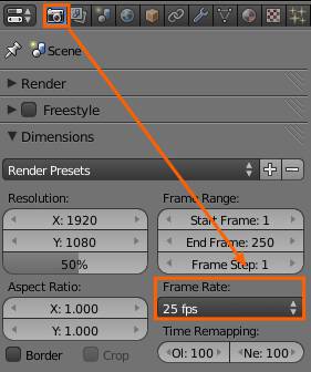 ubah framerate di Blender