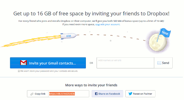 Invite dropbox