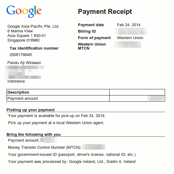 dokumen pembayaran google adsense