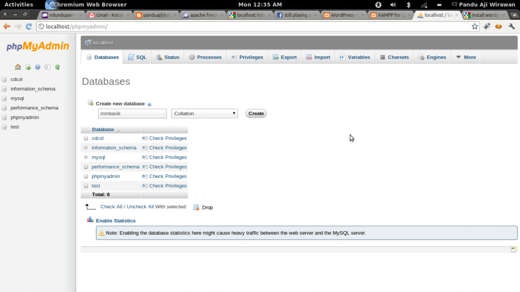 Membuat Database di phpmyadmin Membuat Database di phpmyadmin