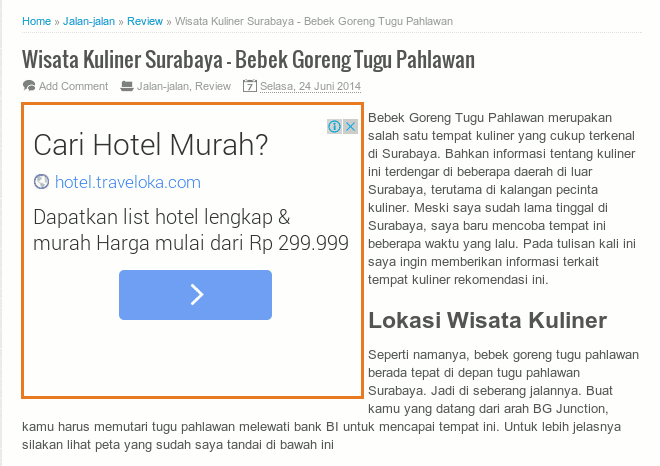Iklan di bawah judul