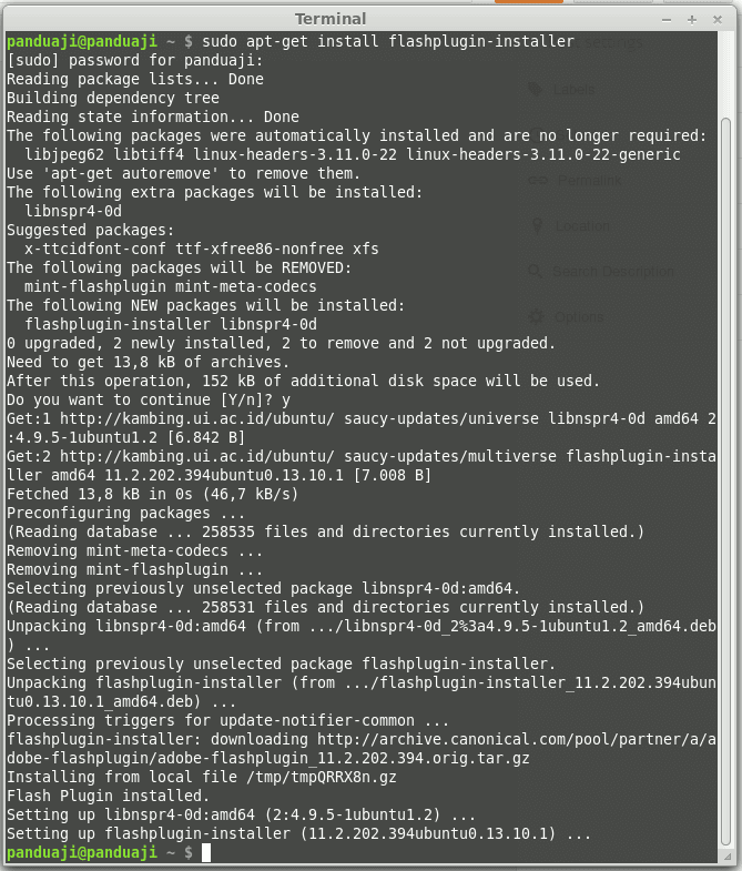 Update dan Install Flash Player di Linux Mint 2