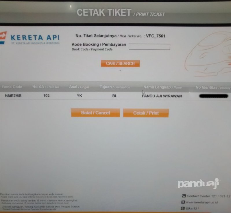 Cetak Tiket Mandiri