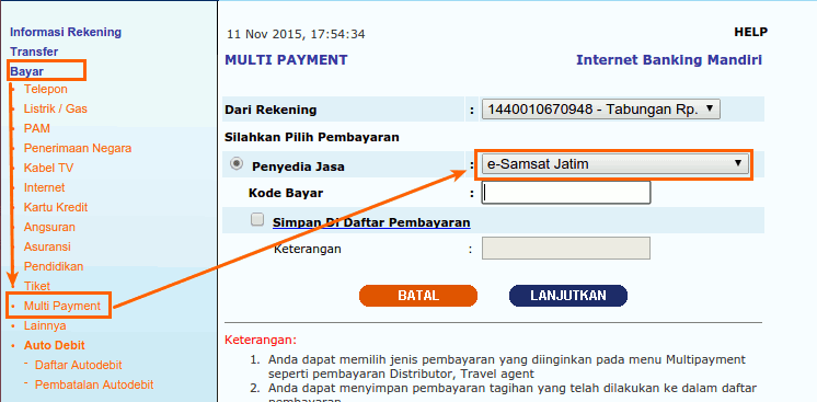 Pembayaran E samsat multi payment