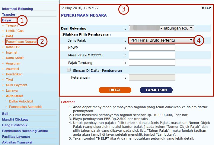 Cara Bayar Pajak Perorangan Lewat Internet Banking Mandiri 2