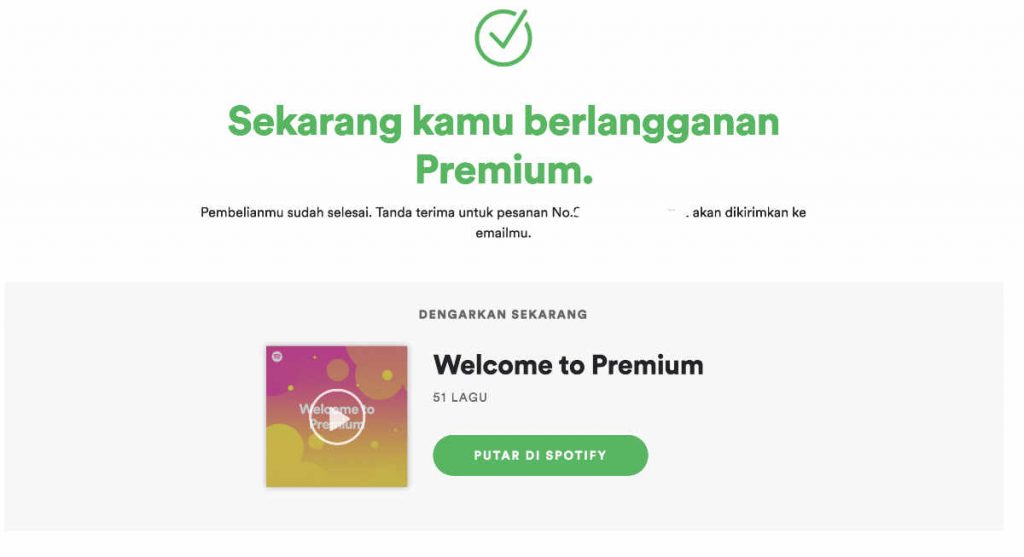  Pembayaran Spotify Premium dengan Debit Card Berhasil