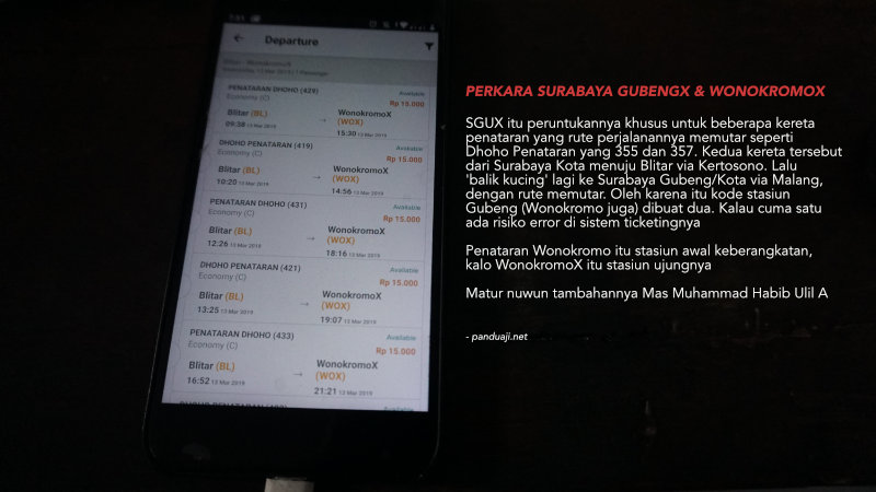 Cara Beli Tiket Kereta Api Lokal Online (Penataran, Dhoho, Pramex, dll) 1 Beda SGUX dan Wonokromo X dan yang nggak pake X