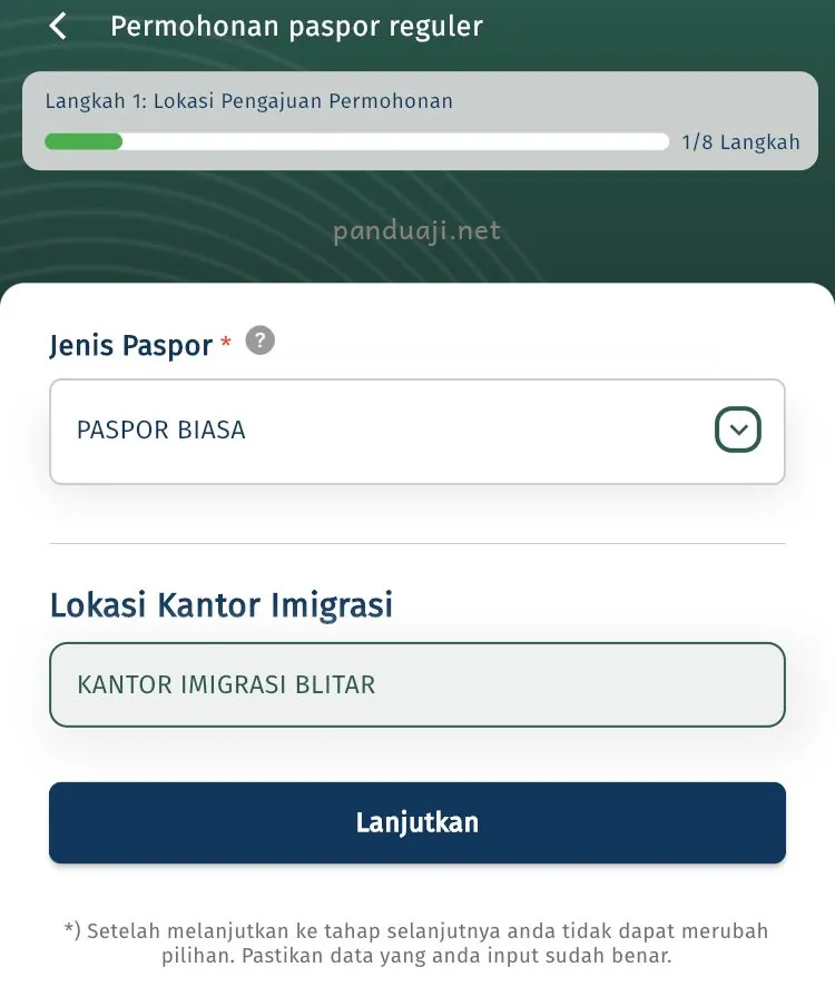 Memlih jenis pasporp