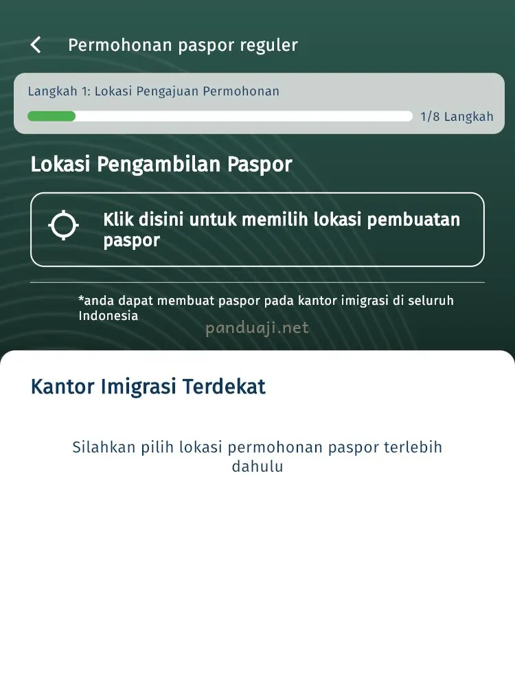 Memilih Kantor Imigrasi untuk  Pengambilan perpanjangan paspor online