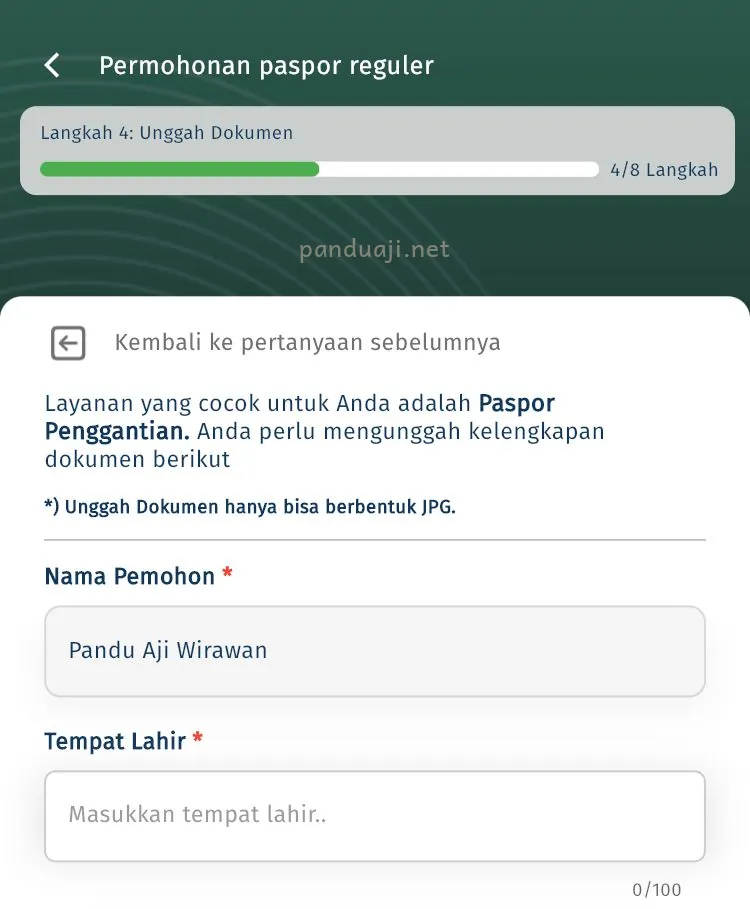 Unggah dokumen tambahan